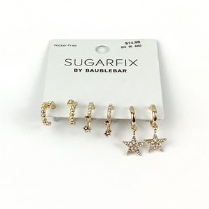 SUGARFIX by BaubleBar Star Charm Huggie Hoop Earring Set 3pc - Gold